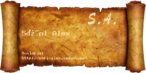 Sápi Alex névjegykártya